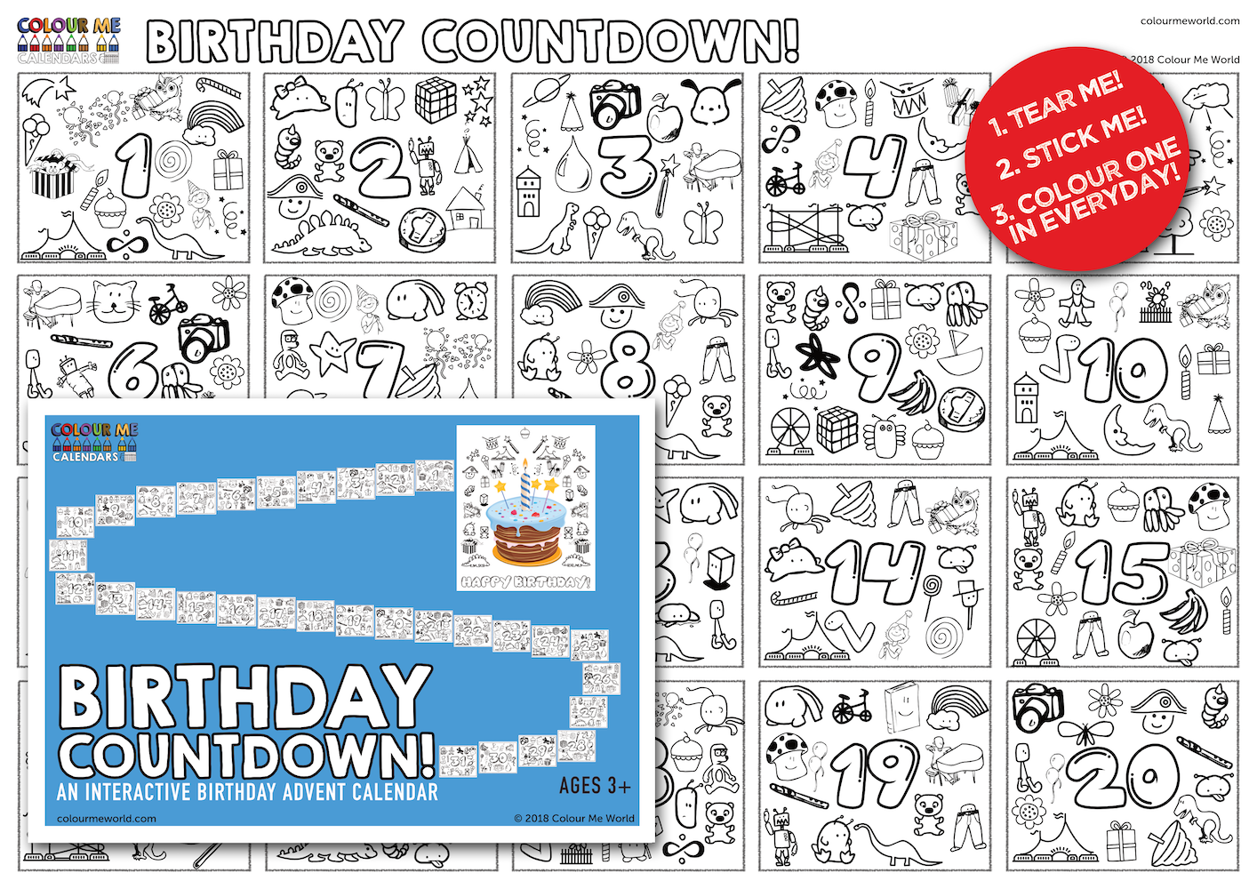 Birthday Countdown Colour Me World